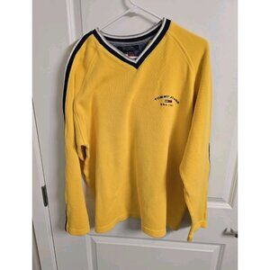 Vintage Tommy Hilfiger Sweater Mens XL Yellow Knit Pullover V-Neck